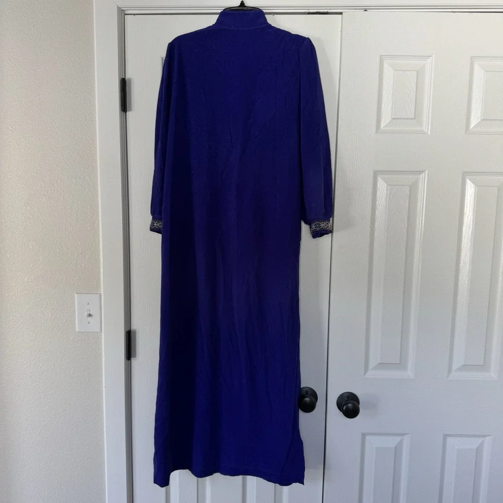 Vintage 70s Loungewear Velour Zipper House Robe Sz M/L
